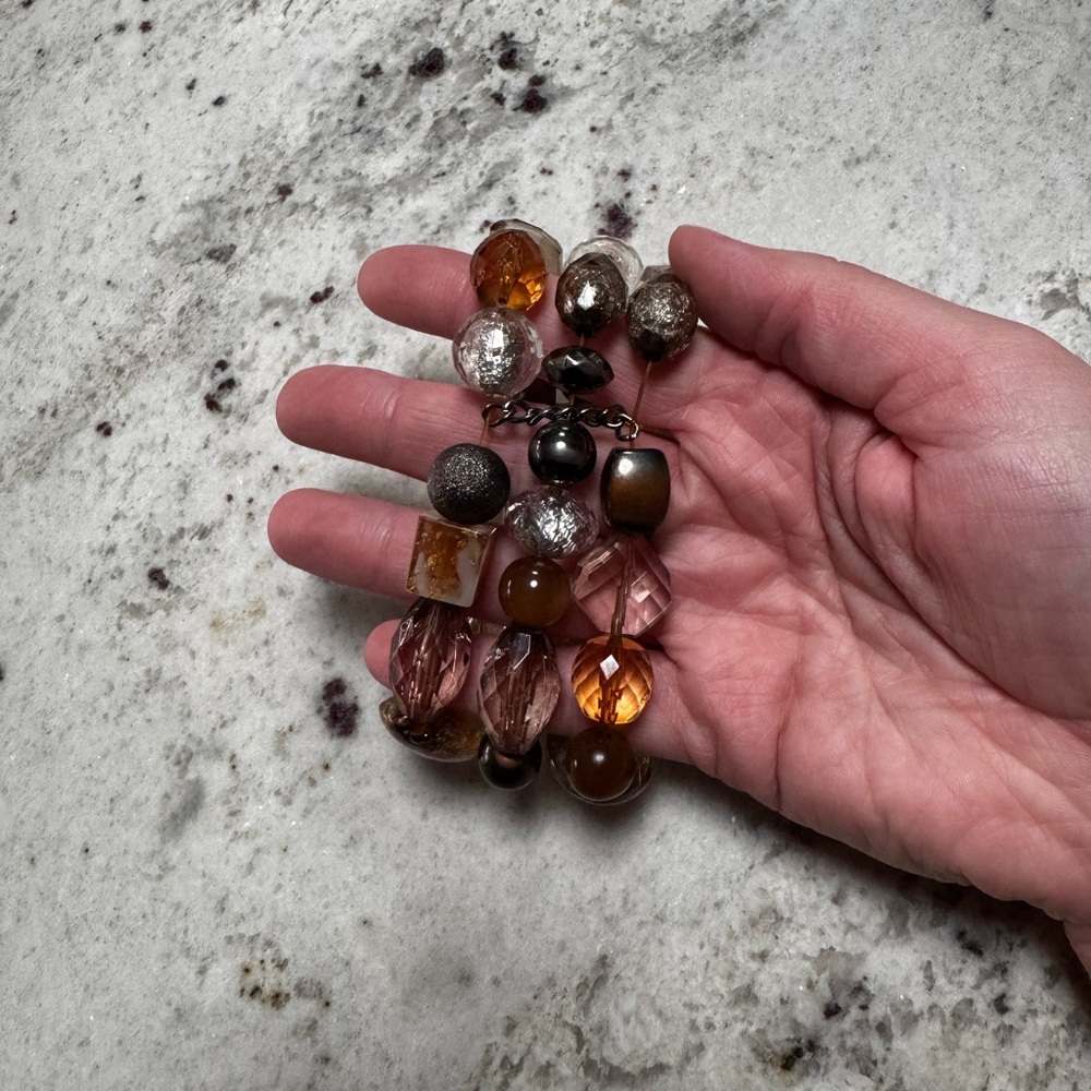 Crystal & Brown Beaded Bracelet Trio - Picture 3 of 4